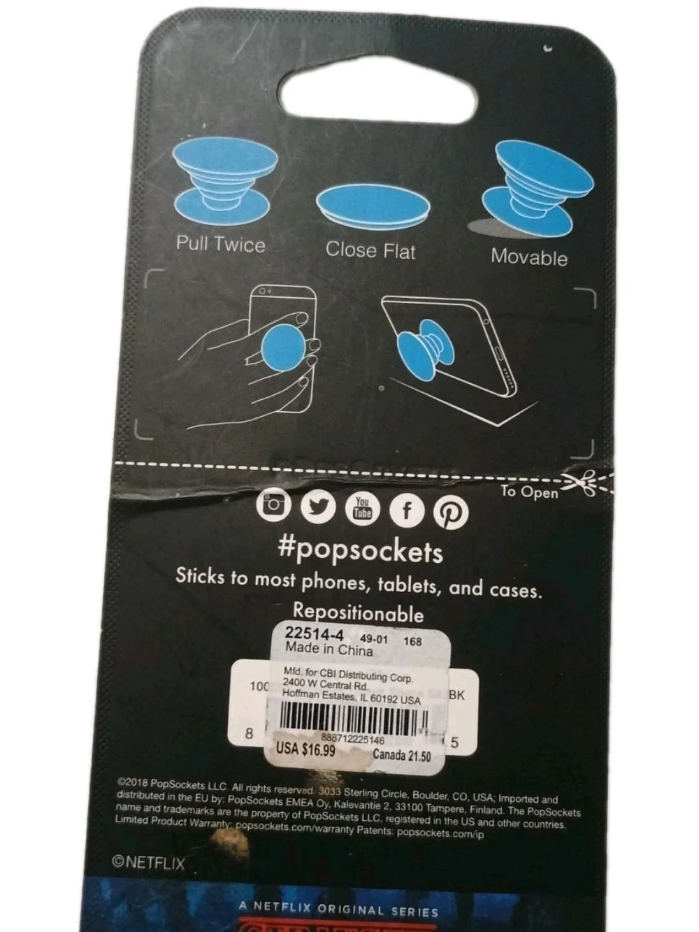 PopSockets Stranger Things Collage Phone Grip - Blue, Black, Red